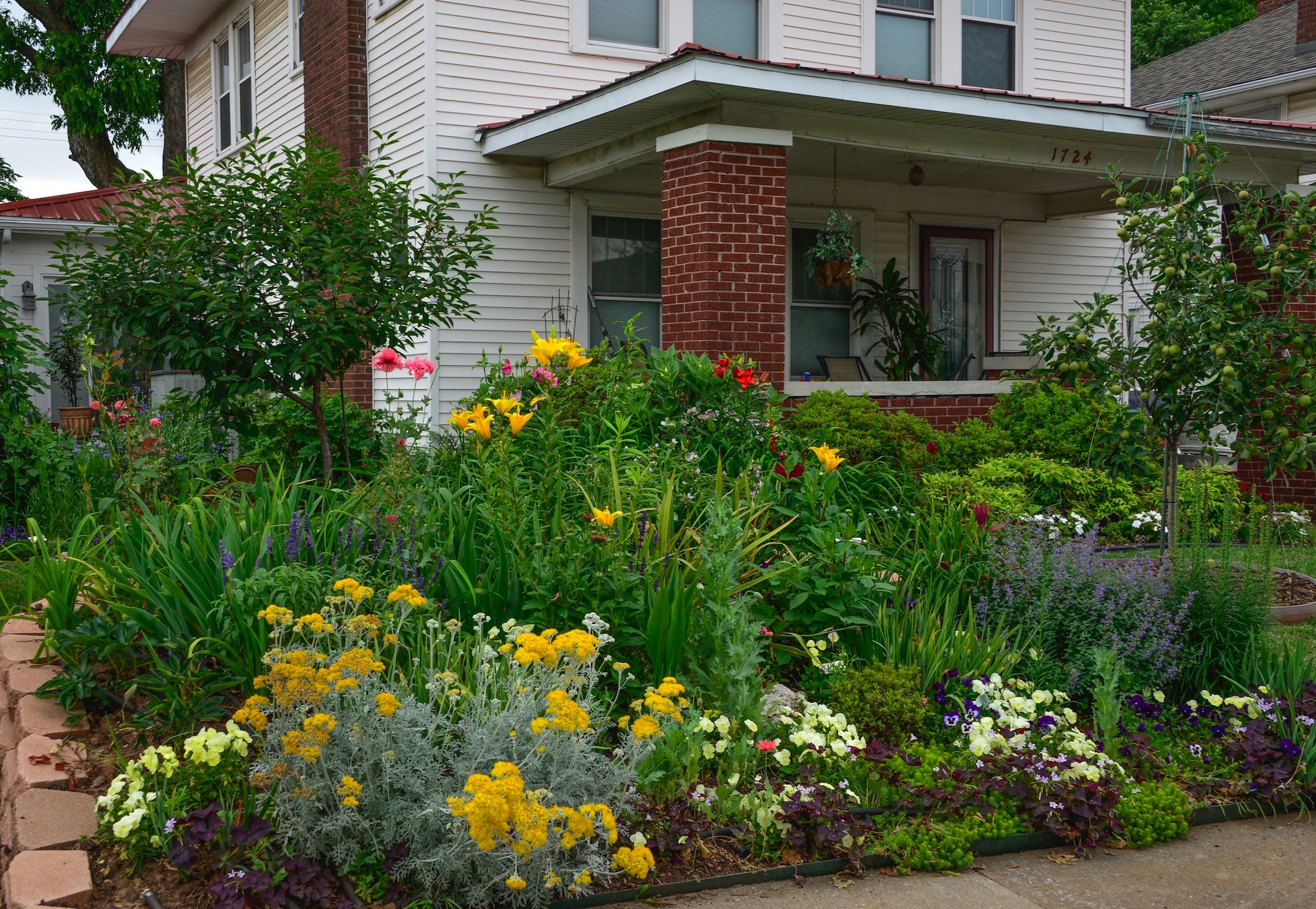 flowers in front of house